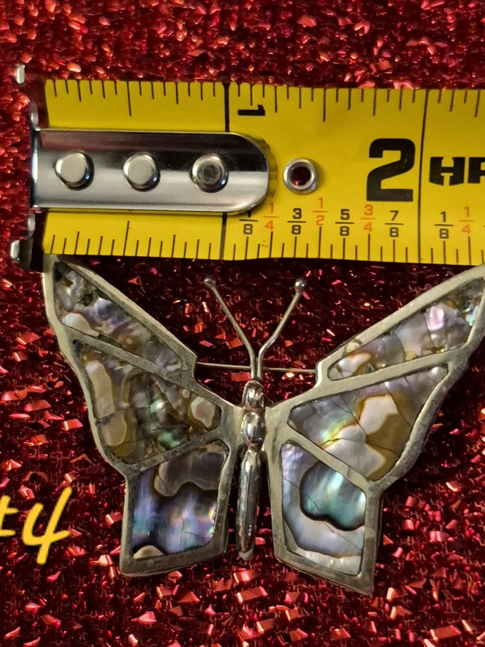 Abalone Inlay Butterfly Brooch - Iridescent Multi-Color